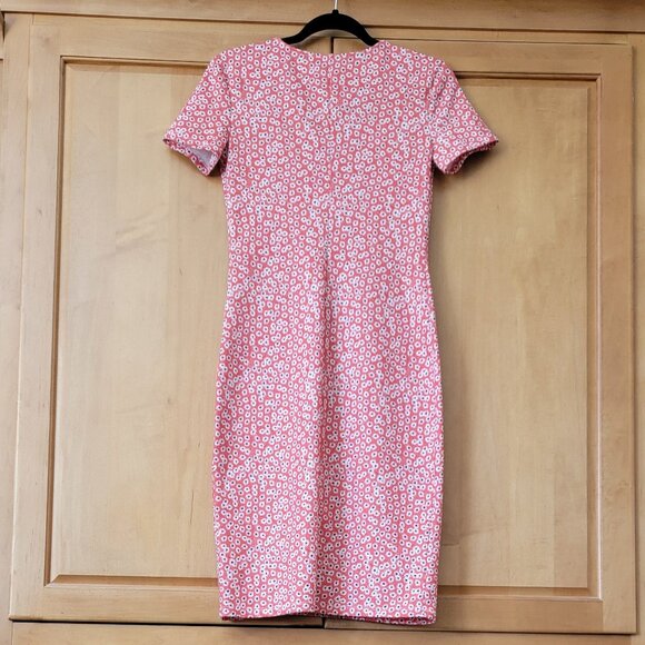 NWOT Zara Red Orange Daisy Print V-Neck Button Front Stretch Dress - M - Picture 2 of 8